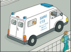 Un véhicule du SAMU en circulation