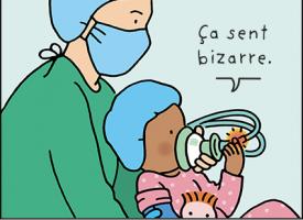 Un enfant avec le masque et un anesthésiste