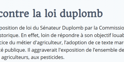 Tribune contre la loi Duplomb